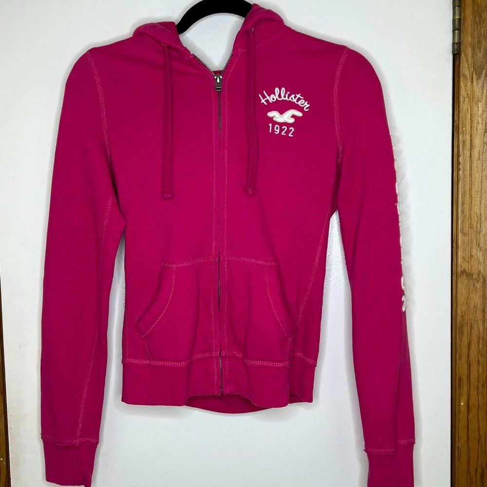Small Pink Full Zip Hollister Hoodie Sweatshirt